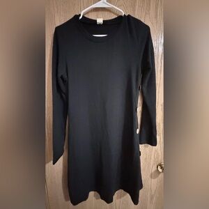 Black Long Sleeve Dress with Button Accents